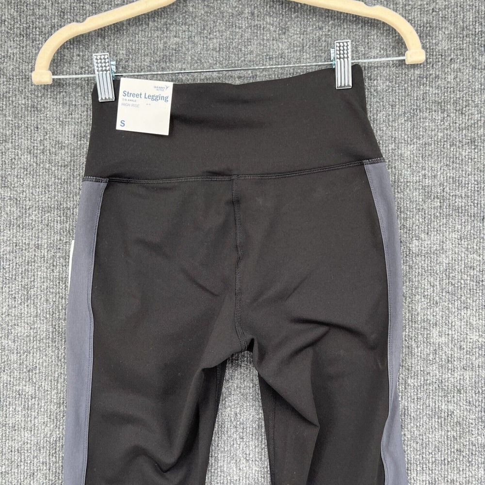 Old Navy Street Leggings Womens S Black Gray Tuxedo Stripe Ankle Zip High Rise - Picture 6 of 8